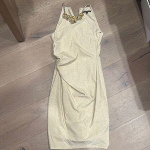 Elegant Cream Dress with Gold Accents